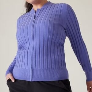 Athleta Ribbed Zip-Front Cardigan in Lavender Purple